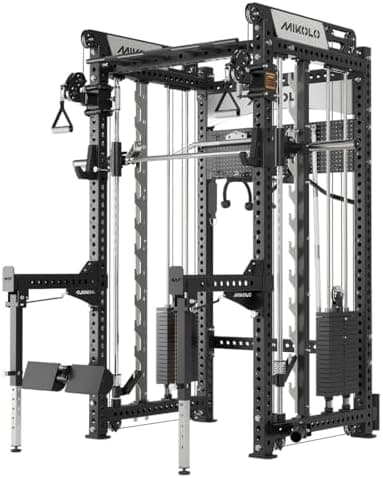 Mikolo Anubis-2.0 Smith Machine with Weight Stack, 3“×3” All-in-One Power Cage with LAT Pulldown & Cable Crossover, 3200LBS…