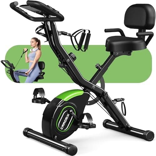 Caromix Folding Exercise Bike, 5 in 1 Stationary Bike with 16-Level…