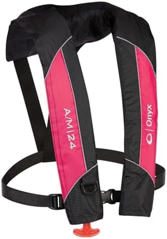 Onyx A/M-24 Automatic/Manual Inflatable Life Jacket, U.S. Coast Guard Approved, Low Profile, Compact Design, Manual Convertible…