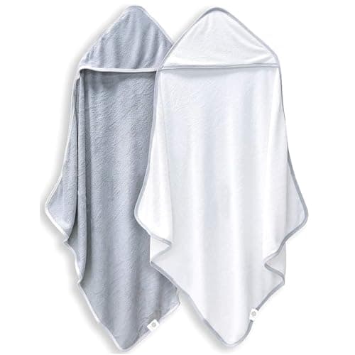 2 Pack Baby Bath Towel - Rayon Made from Bamboo, Ultra Soft Hooded Towels for Babies,Toddler,Infant - Newborn Essential -Perfect…