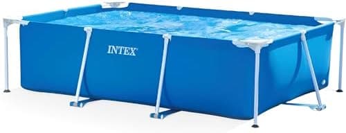 INTEX Rectangular Frame 9 ft 10 in x 6 ft 6.75 in x 29.5 in Above Ground Pool, Swimming Pool with Steel Frame, Pump Not Included