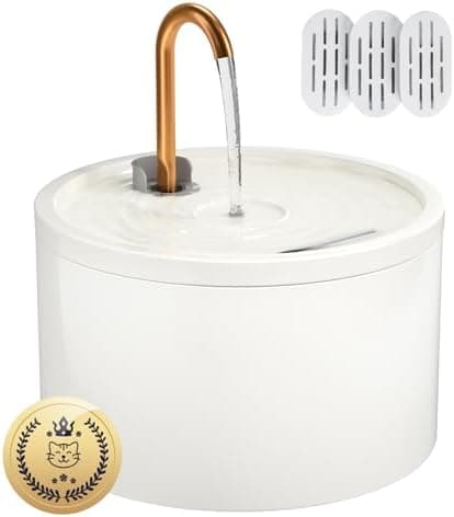 MISFANS Ceramic Cat Water Fountain - 2.1L/71oz - All-Ceramic Body & Pure Copper Water Spout - Non-Toxic…