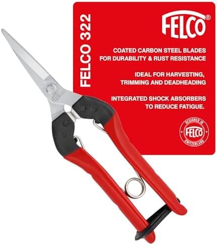 FELCO F322 Pruning Snips – 9.84" Garden Clippers with Curved Blade & Rounded Tip | Pruning Shears for Gardening | Garden Snips…