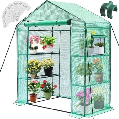 Greengro Greenhouse, 28 x 57 x 76'' Greenhouses for Outdoors, Small Plant Green House with Screen Windows, 3 Tiers 4 Shelves…