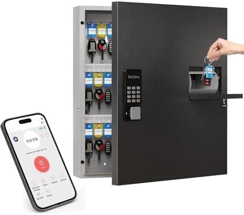 WeHere 56 Keys Lock Box, Key Management Cabinet Key with Drop Slot, APP Bluetooth, Digital Keypad, & WiFi Unlock, Access Log…