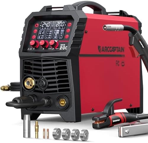 ARCCAPTAIN MIG Welder, 200Amp 6 in 1 Gas MIG/Gasless Flux Core MIG/Stick/Lift TIG/Spot…