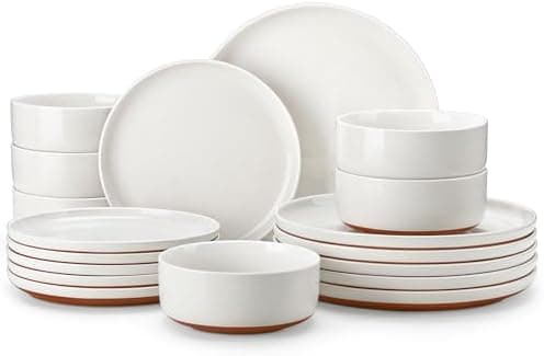 MALACASA Plates and Bowls Sets, 18 Pieces Modern Ceramic Dinnerware Set for 6 Kitchen Dinner Set Stoneware Dishware Dishes Set…