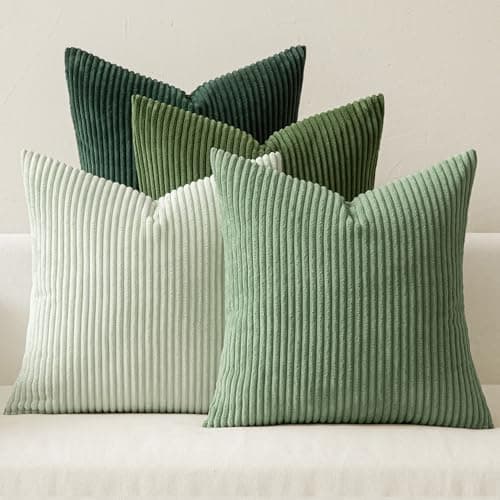 MIULEE Boho Farmhouse Sage Green Throw Pillow Covers 18x18 Inch Set…