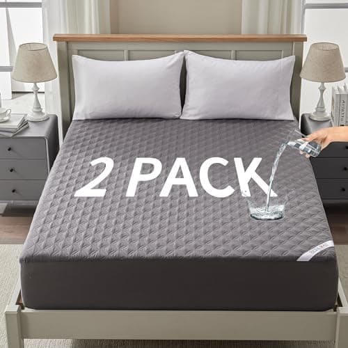 2 Pack Waterproof Mattress Protector, Queen Size Mattress Pad Noiseless with Deep Pocket Fitted for 6"-18", Soft Breathable…