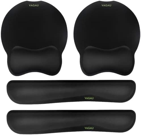 VAGAU Premium Keyboard Wrist Rest and Mouse Pad Wrist Support, Ergonomic Memory Foam Set for Office, Laptop, Mac, Computer and…