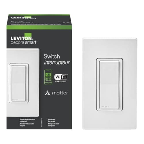 Leviton Decora Smart Switch, Wi-Fi, Works with Matter, Alexa, Google Assistant, Apple Home/Siri & Wired or…