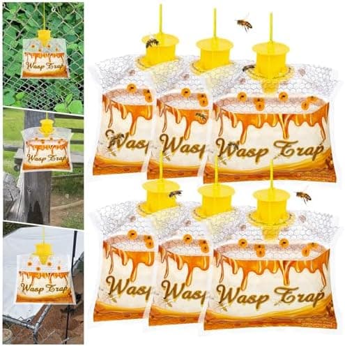 6 Pack Disposable Wasp Traps Outdoor Hanging Carpenter Bee Traps for Outside Yellow Jacket Trap Hornet Trap Wasp Catcher for Bug…