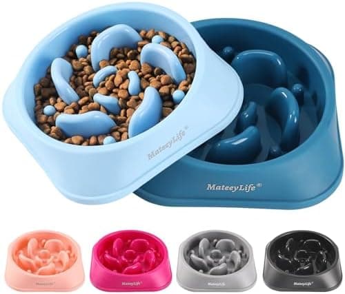 MateeyLife Slow Feeder Dog Bowls 2PCS, Anti-Choking Puzzle Dog Food Bowls, Anti-Slip Interactive Feeding Slow…