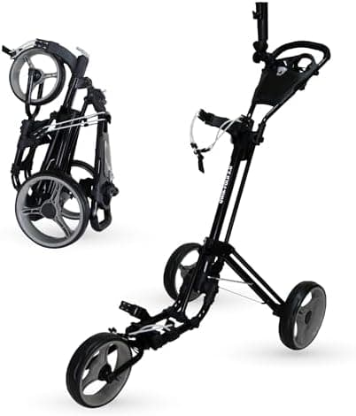 Qwik-Fold 3-Wheel Golf Push Cart with Foot Brake – 1-Second Fold & Unfold Folding Golf Trolley, Lightweight Aluminum Frame…