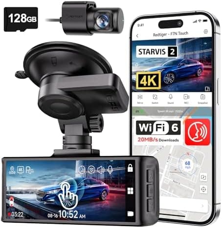 REDTIGER 4K STARVIS 2 Dash Cam Front and Rear, 5GHz WiFi 20MB/s…