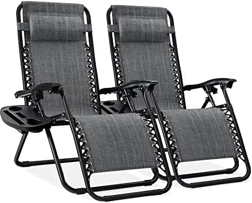 Best Choice Products Set of 2 Adjustable Steel Mesh Zero Gravity Lounge Chair Recliners w/Pillows…