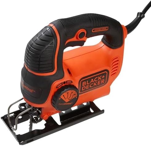 BLACK+DECKER Jig Saw, 5-Amp, 3,000 Blade Speed, 45 Degree Beveled Cuts, ¾-Inch Orbital Blade, 4 Curve Settings, Corded (BDEJS600C)