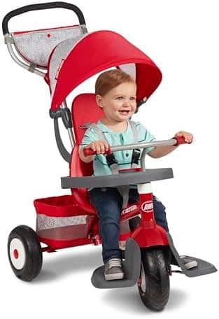 Radio Flyer Ultimate All-Terrain Stroll 'N Trike, Ages 1-5, Convertible 4-in-1 Tricycle, All-Terrain Tires, Parent Push Handle…