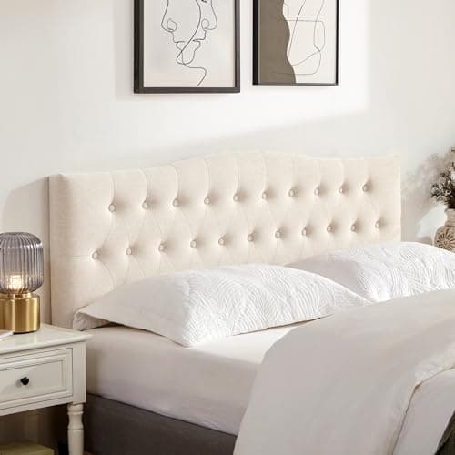Huatean Home Tufted Upholstered Headboard Queen Size, Sturdy and Durable Solid Wood Bed headboard, Fabric Headboard Adjustable…