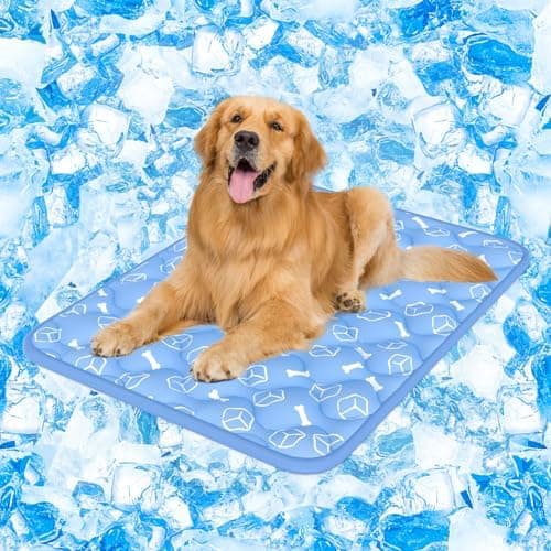 Rywell Dog Cooling Mat 2.0, Ocean Blue,44" x 32" Thick & Durable Cooling Mat for Extra Large Dogs, Long-Lasting Cool with…