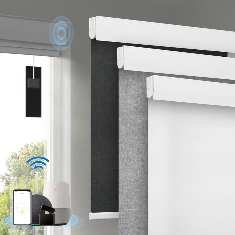 Motorized Blinds with Remote, [Free Solar Panels] Cordless Smart Blinds with Valance Cover, Blackout Electric Blinds with Remote…