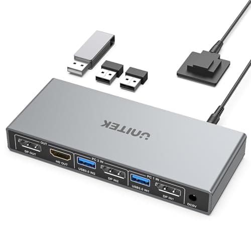 Unitek KVM Switch 2 Monitors 2 Computers DisplayPort, Dual Monitor DisplayPort KVM Switch 4K 60Hz with 4 USB 3.0 Ports for…