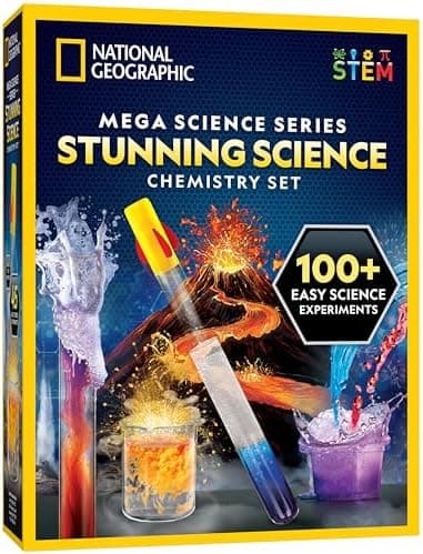 Blue Marble National Geographic Stunning Chemistry Set - Mega Science Kit with 45 Easy Experiments…