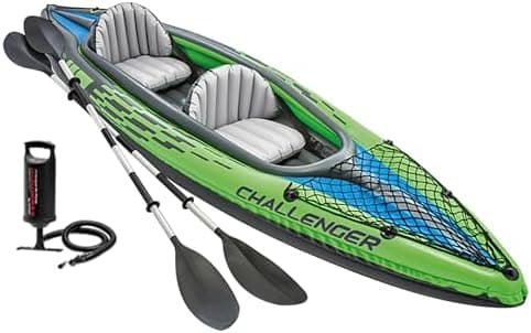 INTEX Challenger Inflatable Kayak Series: Includes Deluxe 86in Kayak Paddles and High-Output Pump – SuperStrong PVC – Adjustable…