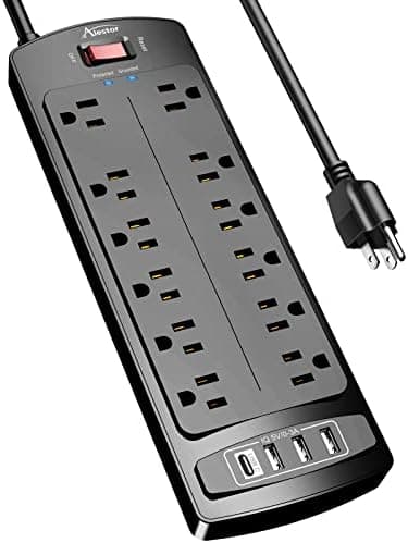 Power Strip, ALESTOR Surge Protector with 12 Outlets and 4 USB Ports, 6 Feet Extension Cord (1875W/15A), 2700 Joules, ETL Listed…