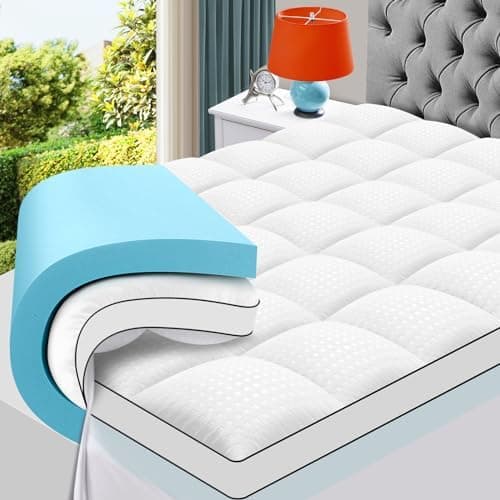 MASVIS Queen Size Dual Layer 4 Inch Memory Foam Mattress Topper, 2 Inch Cooling Gel Memory Foam and 2 Inch…