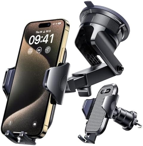 [True Military-Grade] Car Phone Holder VANMASS [Upgraded Strongest Suction&Clip] Cell Phone Mount for Dashboard Windshield Vent…