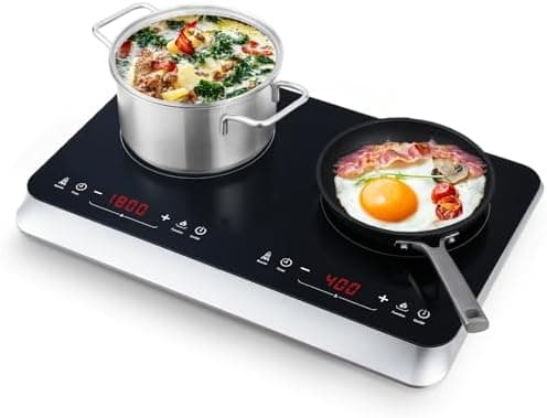 COOKTRON Double Induction Cooktop Burner with Fast Warm-Up Mode, 1800w 2 Burner with 10 Temperature 9 Power Settings, Portable…