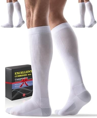 Bbfrey 3 Pairs Easy On/Off Compression Socks - 15-20 mmHg Moderate Support Socks with Cushioned Sole and…