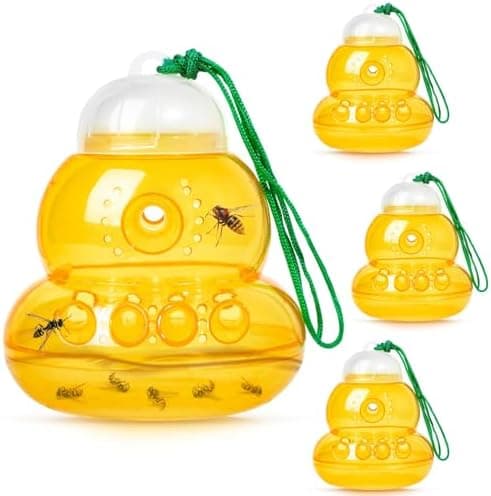 4 Pack Reusable Wasp Traps Outdoor Hanging Yellow Jacket Trap…