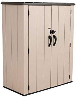 Lifetime Vertical Storage Shed, Desert Sand, Resin Outdoor Tool Shed…
