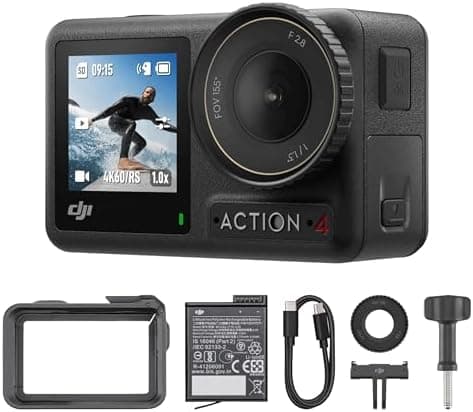 DJI Osmo Action 4 Essential Combo, Waterproof Action Camera with 1/1.3" Sensor, 4K/120fps Video, Stunning Low-Light Imaging…