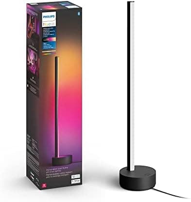 Philips Hue Signe Smart Table Lamp, Black, 1 Pack, White & Color Ambiance LED Color-Changing Light, Control…