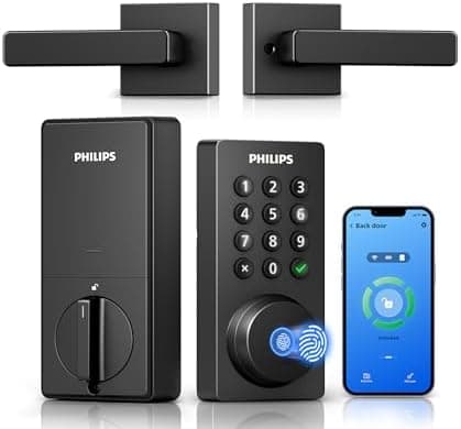 Philips WiFi Keypad Door Lock with Handle, Built-in WiFi, APP Remote Control, Voice & Fingerprint Unlock, Smart Locks for Front…