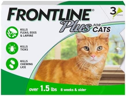 FRONTLINE Plus Flea & Tick Spot Treatment for Cat & Kitten (Green) Count of 3