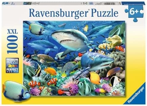 Ravensburger Shark Reef 100 Piece XXL Jigsaw Puzzle for Kids | Engaging Aquatic Themed Puzzle |…