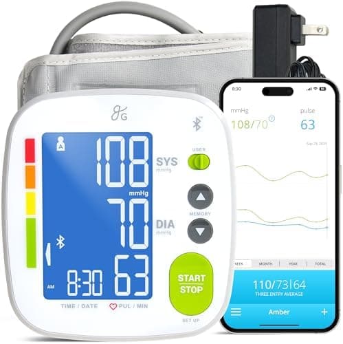 Greater Goods Bluetooth Smart Blood Pressure Monitor for Home Use –…