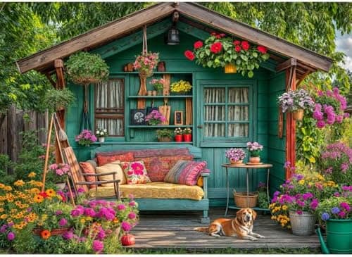 1000 Piece Puzzle for Adults, Flower House Jigsaw Puzzle, Family Puzzles Game, Interlock Perfectly No Dust, Home Decoration…