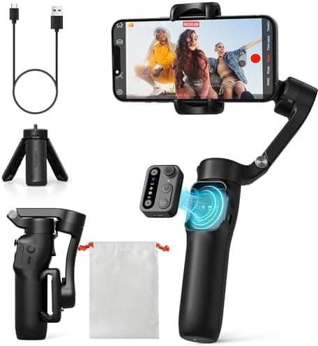 hohem iSteady X3 SE Gimbal Stabilizer for iPhone, Phone Stabilizer with Detachable Remote Control, Portable Foldable 3-Axis Phone…