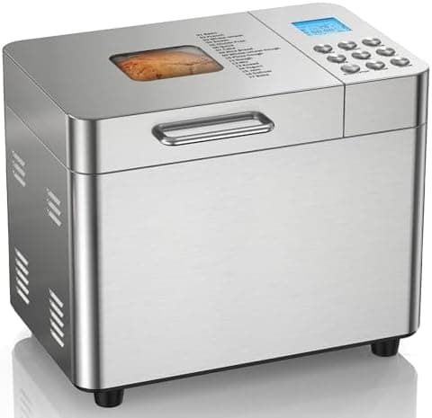 2LB Bread Maker Machine, OSIPOTO 17 in 1 Automatic Stainless Steel Bread Machine, Non-stick, Beginner-Friendly Controls, 15 Hour…
