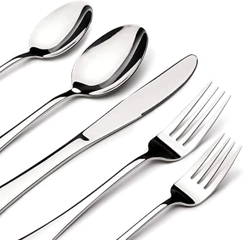 60 Piece Silverware Set for 12, Heavy Duty Stainless Steel Flatware Utensils Cutlery Set Including Steak Knife Fork and Spoon…