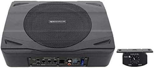 Rockville SS8P 400W 8" Slim Under-Seat Active Subwoofer, High-Level…