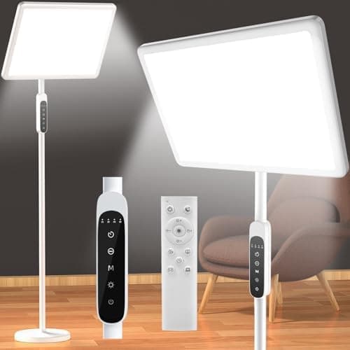 12,000 Lux Light Therapy Lamp, Full Spectrum Sunlight Lamp, UV-Free Sun Lamp with Remote Control/4 Color Temp/5 Brightness/4…