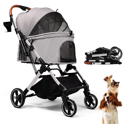 Bicystar Pet Stroller for Small Medium Dogs Cats Up to 45 lbs, Travel…