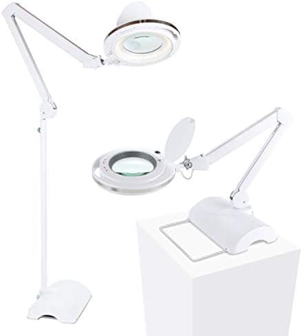 Brightech LightView Pro 2 in 1 Magnifying Floor Lamp & Table Lamp - Hands Free Magnifier with Bright LED Light for Reading - Work…