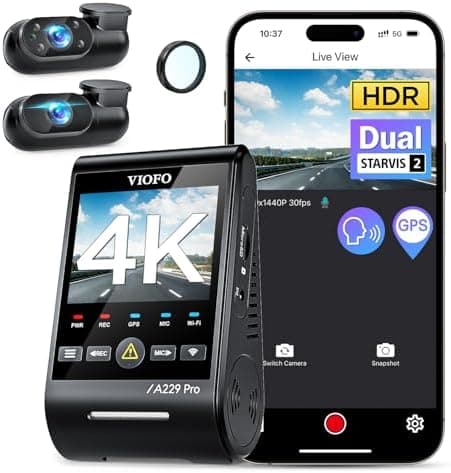 VIOFO A229 Pro 3 Channel 4K HDR Dash Cam, Dual STARVIS 2 Sensors IMX678 & IMX675, 4K+2K+1080P Front Inside and Rear Triple Car…